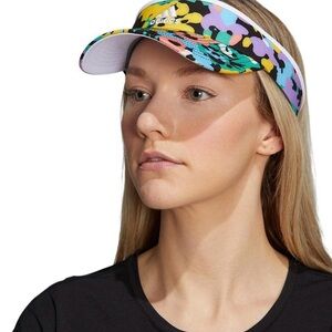 Adidas Women's Match Floral Multicolor Classic Clamp Embroidered Logo Visor